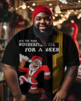 Men's Christmas Big & Tall Wonderful Time For A Beer Short Sleeve Shirt
