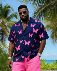 Big & Tall Men's Daily Leisure. Contrast Butterfly Shirt Shorts Suit