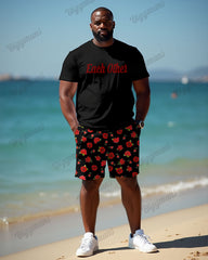 Couple Rose Short-sleeved T-shirt Shorts Suit Large