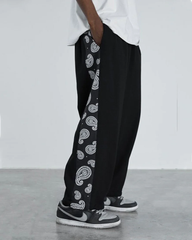 Plus Size Men's Daily Casual Paisley side casual pants