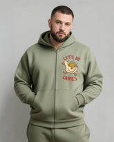 Big & Tall Men's Duck Frog Alphabet Print Cardigan Hoodie