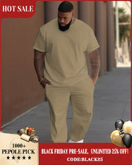 Solid Color Multi-color Optional T-Shirt Trousers Set Big & Tall Men's