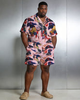 Men's Large Size Fantasy Short Sleeve Shirt And Shorts Set