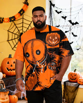 Big & Tall Men's Halloween Graffiti Cartoon Print Short Sleeve T-Shirt
