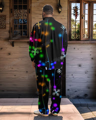 Men's Plus Size Santa Neon Print Long Sleeve Shirt Trousers Suit