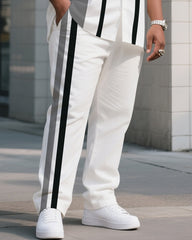 Big Boy Striped Contrast Short Sleeve Shirt Trousers Suit