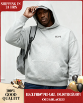 Large Size Men's Autumn And Winter Warm Cotton Hoodie-gray Chest Handmade Three-dimensional Printing "hope" Slogan
