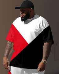 Street Vitality Red And Black Colorblock Print Large Men's Suit