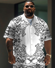 Big Men's Daily Casual Baroque Art Painting Print Shirt Shorts Set