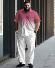 Holiday Gradient Printed Big & Tall Men's Short Sleeved Shirt Set