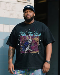 Plus Size Men's Printed T-shirt Splash Ink Pants Denim Suit