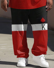 Street Vitality Colorblock Poker K Letter Print Large Men's Suit