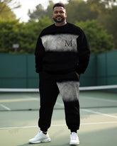 Casual Simple Letter Men's Plus Size Sweatshirt Two-Piece Set