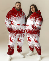 Couple Matching Big and Tall Christmas Snowflake Hoodie & Sweatpants Set