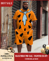 Fred Flintstone Tie Big Men Short-sleeved T-shirt & Shorts Set