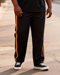 Big & Tall Men's Green And Black Contrast Striped Printed T-Shirt Pants Set