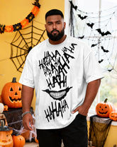 Big & Tall Men's Halloween Graffiti HA Letter Print Short Sleeve T-Shirt