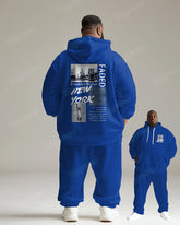 Men's Big & Tall 2-Piece Tracksuit New York View Print Hoodie Pants Set