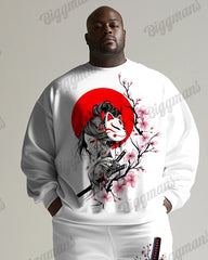 Men's Plus Size Tokyo Swordsman Print Print Sweatshirt Two-Piece Set