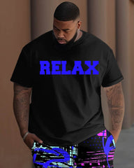 Big Guys Artistic Graffiti Alphabet Print T-Shirt Pants Set