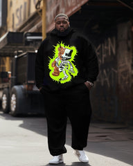 Men's Plus Size Tracksuit Bear Skeleton Hoodie and Pants Set