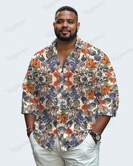 Dream Garden Cotton Long Sleeve Shirt Men's Plus Size