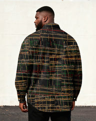 Big & Tall Men's Vintage Line Art Print Long Sleeve Shirt