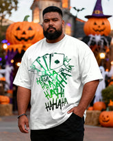 Big & Tall Men's Halloween Poker HA Alphabet Fun Printed Short Sleeve Tee