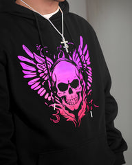 Cotton Material-Romantic Powder Skull Big Men's Loose Hoodie