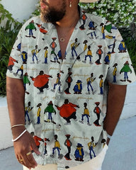 Plus Size Vintage Men's Hip-Hop Element Shirt