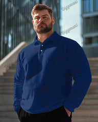 Big Guys Solid Color Long Sleeve Polo Shirt
