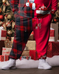 Men's Big and Tall Merry Christmas Santa Colorblock Plaid Hoodie Set