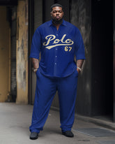 Plus Size Men's Polo 67 Long-Sleeved Trousers Two-Piece Set