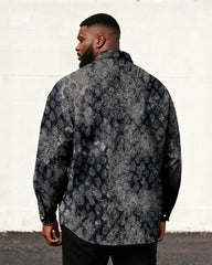 Big & Tall Men's Vintage Snake Print Long Sleeve Shirt