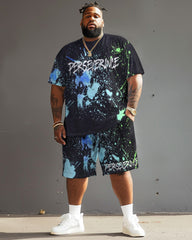 Street Hip Hop Colorful Letter Print Large Men's Set