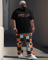 Street Colorblock Square RUSH Letter Print Large Men's Set
