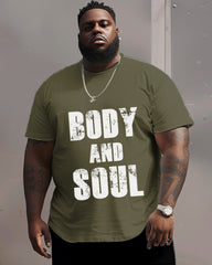 Men's Plus Size Body and Soul Letters Essential Short Sleeve T-Shirt