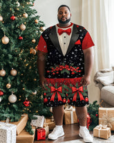 Big Man’s Christmas Color Bow Suit Cosplay Printed T-Shirt Shorts Set