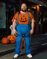 Big & Tall Men's Halloween Pumpkin Bib Pants Cosplay Printed T-Shirt Pants Suit