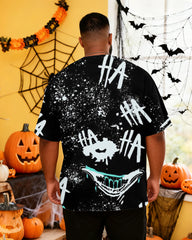 Big & Tall Men's Halloween Graffiti HA Letter Print Short Sleeve T-Shirt