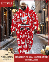 Men's Christmas Red Cartoon Alphabet Print Big and Tall Hoodie Set
