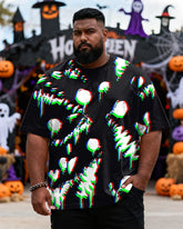 Big & Tall Men's Halloween Abstract Graffiti Fun Print Short Sleeve T-shirt