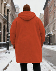 Big & Tall Men's Solid Color Velvet Thickened Long Hooded Coat