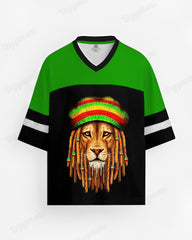 Big & Tall Men's Black And Green Colorblock Lion Print Mesh Jersey