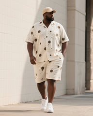 Big & Tall Men's Summer Daily Casual Dot Short Sleeve Shirt Shorts Suit