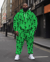 Men's Question Mark Print Plus Size Hoodie Suit