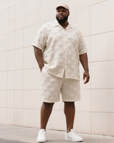 Big & Tall Men's Summer Daily Leisure Dot 3D Steel Print Short Sleeve Shirt Shorts Suit