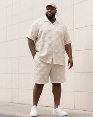 Big & Tall Men's Summer Daily Leisure Dot 3D Steel Print Short Sleeve Shirt Shorts Suit