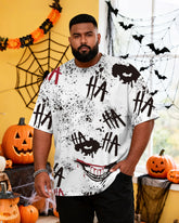 Big & Tall Men's Halloween Graffiti HA Letter Print Short Sleeve T-Shirt
