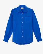 100% Cotton-Blue Patch Pocket Men's Long Sleeve Shirt